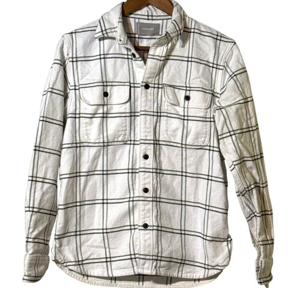 Everlane Men’s Heavyweight New Overshirt White Windowpane Plaid Size Small - Picture 4 of 9